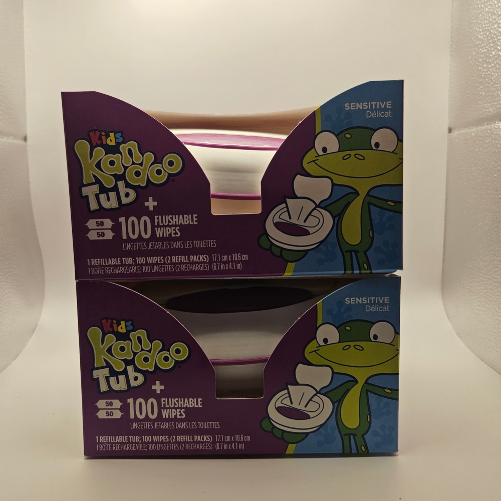 Kids Kandoo Tub 100 Flushable Wipes Refillable Sensitive Cleaning PACK OF 2‎